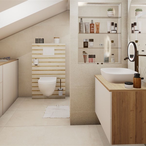 BRIGHT&amp;WARM ATTIC BATHROOM